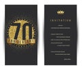 70th anniversary decorated greeting card template.