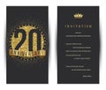 20th anniversary decorated greeting card template.