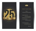 25th anniversary decorated greeting card template. Royalty Free Stock Photo