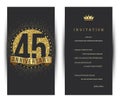 45th anniversary decorated greeting card template.