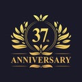 37th Anniversary Design, luxurious golden color 37 years Anniversary