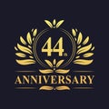 44th Anniversary Design, luxurious golden color 44 years Anniversary logo