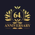 64th Anniversary Design, luxurious golden color 64 years Anniversary logo