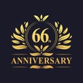 66th Anniversary Design, luxurious golden color 66 years Anniversary logo.