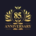 85th Anniversary Design, luxurious golden color 85 years Anniversary logo.