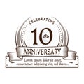 10th anniversary design template. 10 years logo. Ten years vector and illustration. Royalty Free Stock Photo