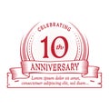 10th anniversary design template. 10 years logo. Ten years vector and illustration. Royalty Free Stock Photo