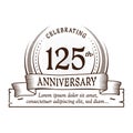 125th anniversary design template. 125 years logo. 125 years vector and illustration. Royalty Free Stock Photo
