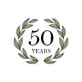 50th anniversary with floral laurel wreath