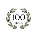 100th anniversary with floral laurel wreath