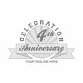 4 th Anniversary Grey Shine Background, Logo Template