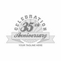 35 th Anniversary Grey Shine Background, Logo Template