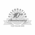 10 th Anniversary Grey Shine Background, Logo Template