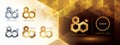 80th Anniversary logotype design, Eighty years anniversary celebration. Abstract Hexagon Infinity logo, 80 Years Logo golden for
