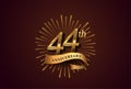 44th anniversary logotype with fireworks and golden ribbon, isolated on elegant background. vector anniversary for celebration, Royalty Free Stock Photo