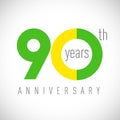90 years anniversary green logo Royalty Free Stock Photo
