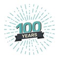 100th anniversary retro stamp icon badge invitation. Anniversary 100 sealbackground happy label logo. Royalty Free Stock Photo