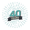 40th anniversary retro stamp icon badge invitation. Anniversary 40 sealbackground happy label logo Royalty Free Stock Photo