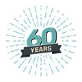 60th anniversary retro stamp icon badge invitation. Anniversary 60 sealbackground happy label logo Royalty Free Stock Photo