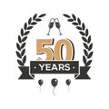 50 th anniversary retro vector emblem. Fifty years vintage icon