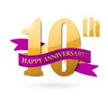 10th anniversary ribbon illustration design