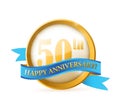 50th anniversary seal and ribbon illustration