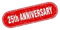 25th anniversary sign. 25th anniversary grunge stamp. Royalty Free Stock Photo