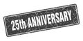 25th anniversary sign. 25th anniversary grunge stamp. Royalty Free Stock Photo