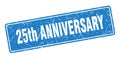 25th anniversary sign. 25th anniversary grunge stamp. Royalty Free Stock Photo