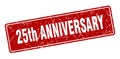 25th anniversary sign. 25th anniversary grunge stamp. Royalty Free Stock Photo