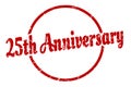 25th anniversary sign. 25th anniversary round vintage stamp. Royalty Free Stock Photo