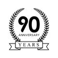 90th anniversary years laurel wreath retro black color