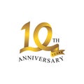 10th anniversary years ribbon. number gold color