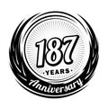 187 years anniversary. Elegant anniversary design. 187th logo. Royalty Free Stock Photo