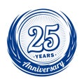 25 year anniversary. Elegant anniversary design. 25th logo. Royalty Free Stock Photo