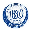 130 year anniversary. Elegant anniversary design. 130th logo. Royalty Free Stock Photo