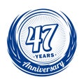 47 years anniversary. Elegant anniversary design. 47th logo.