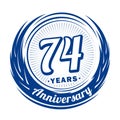 74 years anniversary. Elegant anniversary design. 74th logo.