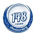 148 years anniversary. Elegant anniversary design. 148th logo.