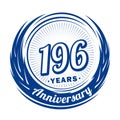 196 years anniversary. Elegant anniversary design. 196th logo. Royalty Free Stock Photo
