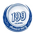 199 years anniversary. Elegant anniversary design. 199th logo.
