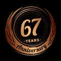 67 years anniversary. Elegant anniversary design. 67th logo. Royalty Free Stock Photo