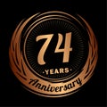 74 years anniversary. Elegant anniversary design. 74th logo.