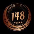 148 years anniversary. Elegant anniversary design. 148th logo.