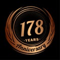 178 years anniversary. Elegant anniversary design. 178th logo. Royalty Free Stock Photo