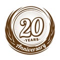 20 year anniversary. Elegant anniversary design. 20th logo.