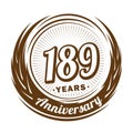 189 years anniversary. Elegant anniversary design. 189th logo. Royalty Free Stock Photo