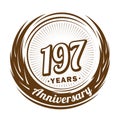 197 years anniversary. Elegant anniversary design. 197th logo. Royalty Free Stock Photo