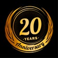20 year anniversary. Elegant anniversary design. 20th logo.
