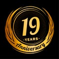 19 years anniversary. Elegant anniversary design. 19th logo.